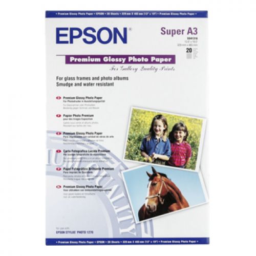 Epson Papel Premium Glossy Photo, 20 Hojas de A3+ - 250g/m2 , Epson , EPSC13S041316 , 10343819795